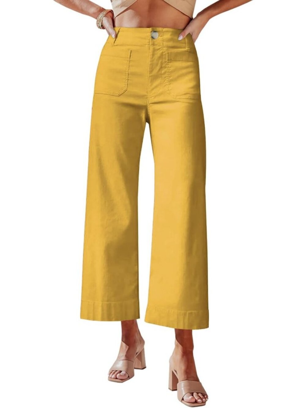 High-Waisted Cropped Capris for Women | Stretchy Straight Leg Trousers